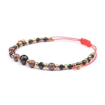 Bransoletka celebrytka czarny TURMALIN GRANAT HEMATYT ochrona i siła